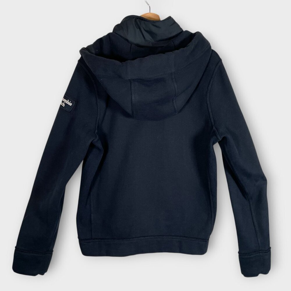 Abercrombie & Fitch Hoodie MEDIUM Dark Blue Mock Neck Pockets EUC - Picture 3 of 7
